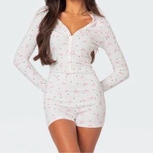 For Love And Lemons Pink Floral Pajama Romper